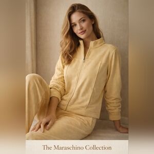 Talbots Vintage Yellow Velour Tracksuit Set | L